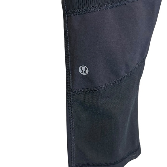LULULEMON Leggings Womens 8 Black Cropped Reflective Mesh Yoga Athletic Training - Picture 7 of 16
